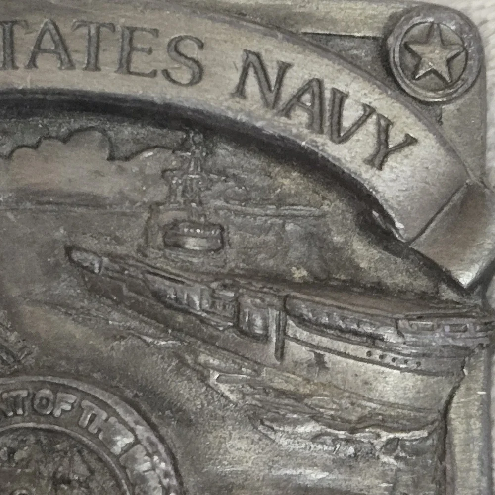 Buckles of America US Navy Pewter Belt Buckle Masterpiece Collection VINTAGE